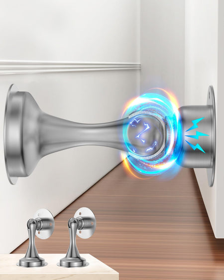 Door Stopper, Magnetic Door Stop, Stainless Steel, Magnetic Door Catch, 3M Double-Sided Adhesive Tape, No Drilling, Screws for Stronger Mount, Hold Your Door Open, for Wide Doors (2)