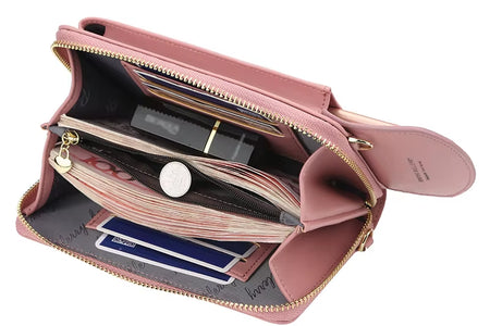 Elegance On-the-Go – Luxe PU Leather Crossbody Shoulder Bag with Phone & Card Organizer