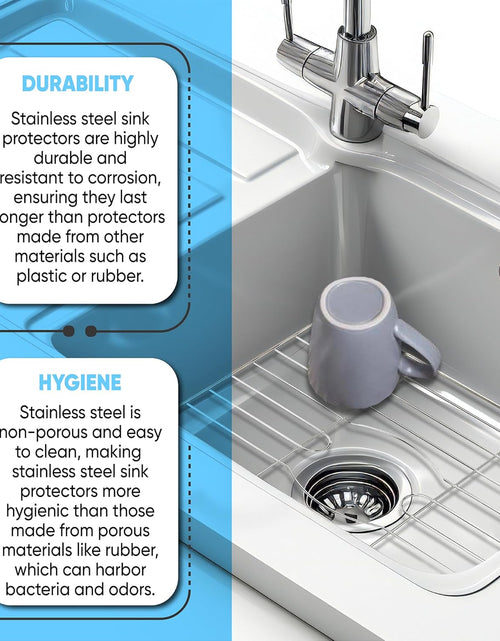 Load image into Gallery viewer, Kitchen Sink Protector, Stainless Steel Grid Design: 23”W X 14-3/8”L Extra Large Sink Rack - Handy In-Sink Dish Drying Rack - Fits Farmhouse Sink, Large and Extra-Large Sinks
