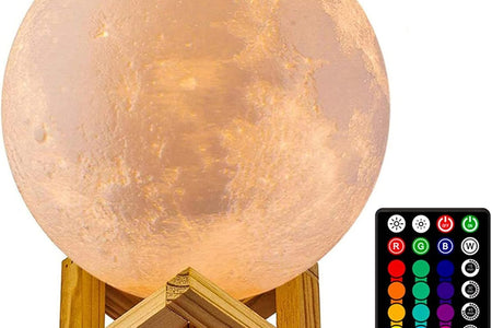 Moon Lamp, 16 Colors LED Night Light for Kids 3D Printing Moon Light with Stand& Remote/Touch Control & Timing, Moon Light Lamp for Kid Friend Birthday Gifts, Room Decor (Diameter 4.8 INCH)