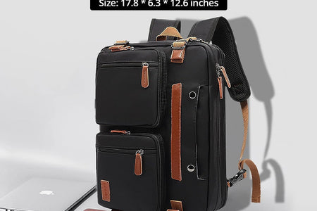 3 in 1 Laptop Bag for Men, 17.3 Inch Work Bags for Men, Laptop Backpack, Briefcases, Messenger Bag, Computer Bags for Laptops for Men Women, Black