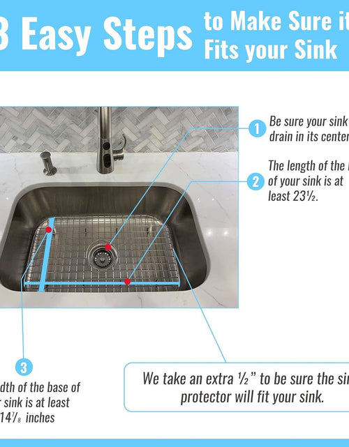 Load image into Gallery viewer, Kitchen Sink Protector, Stainless Steel Grid Design: 23”W X 14-3/8”L Extra Large Sink Rack - Handy In-Sink Dish Drying Rack - Fits Farmhouse Sink, Large and Extra-Large Sinks
