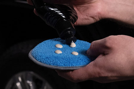 Microfiber Car and Tire Wax Applicator Pads and Cleaning Pads - Blue/Grey, 5 In. Diameter, 6 Pack