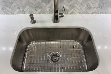 Kitchen Sink Protector, Stainless Steel Grid Design: 23”W X 14-3/8”L Extra Large Sink Rack - Handy In-Sink Dish Drying Rack - Fits Farmhouse Sink, Large and Extra-Large Sinks