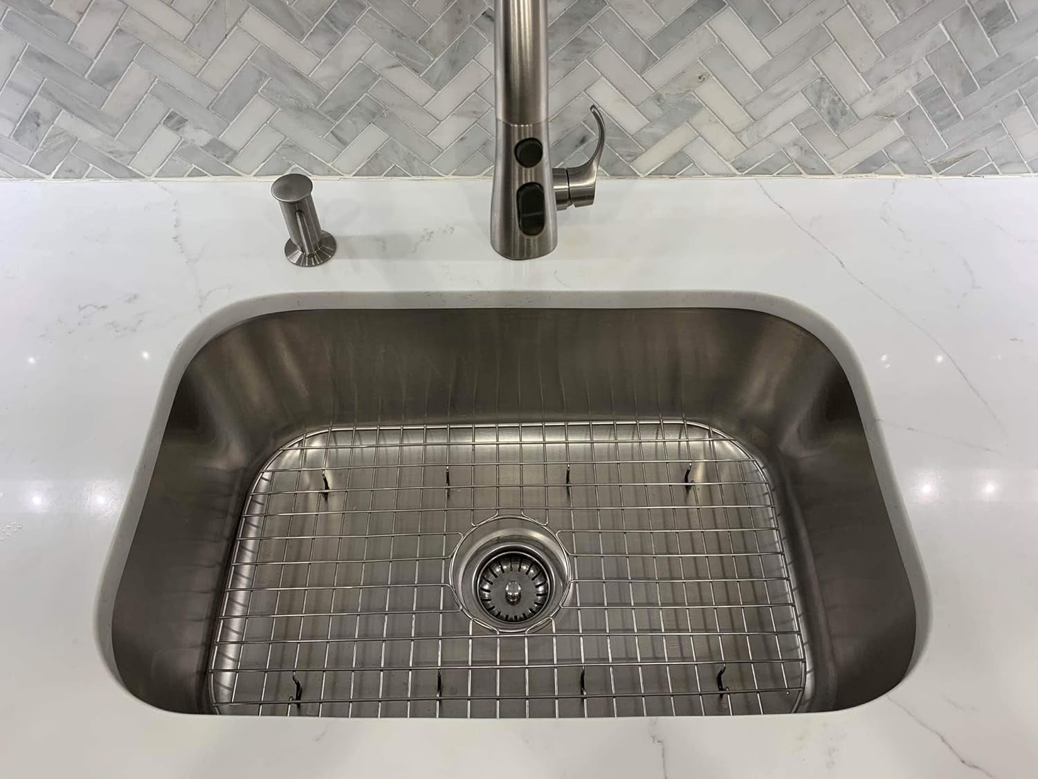 Kitchen Sink Protector, Stainless Steel Grid Design: 23”W X 14-3/8”L Extra Large Sink Rack - Handy In-Sink Dish Drying Rack - Fits Farmhouse Sink, Large and Extra-Large Sinks