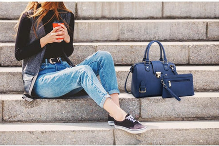 Women Barrel Handbags Purses Fashion Satchel Bags Top Handle Shoulder Bags Vegan Leather Work Bag