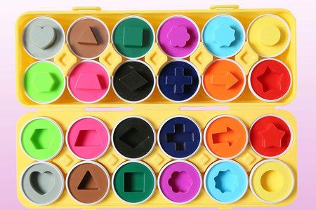 Fun Egg Matching Toy (Total 12 Eggs) - Toddler STEM Easter Eggs Toys, Shape Recognition Egg Toys for Kids, Educational Color Sorting Toys, Play Egg Shapes Puzzle Set